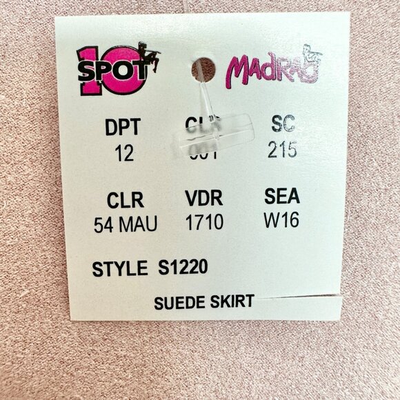 Madrag Midi Skirt Womens L Pink Suede Unique Kick Pleat Design Poly Spandex NWT - Picture 3 of 7